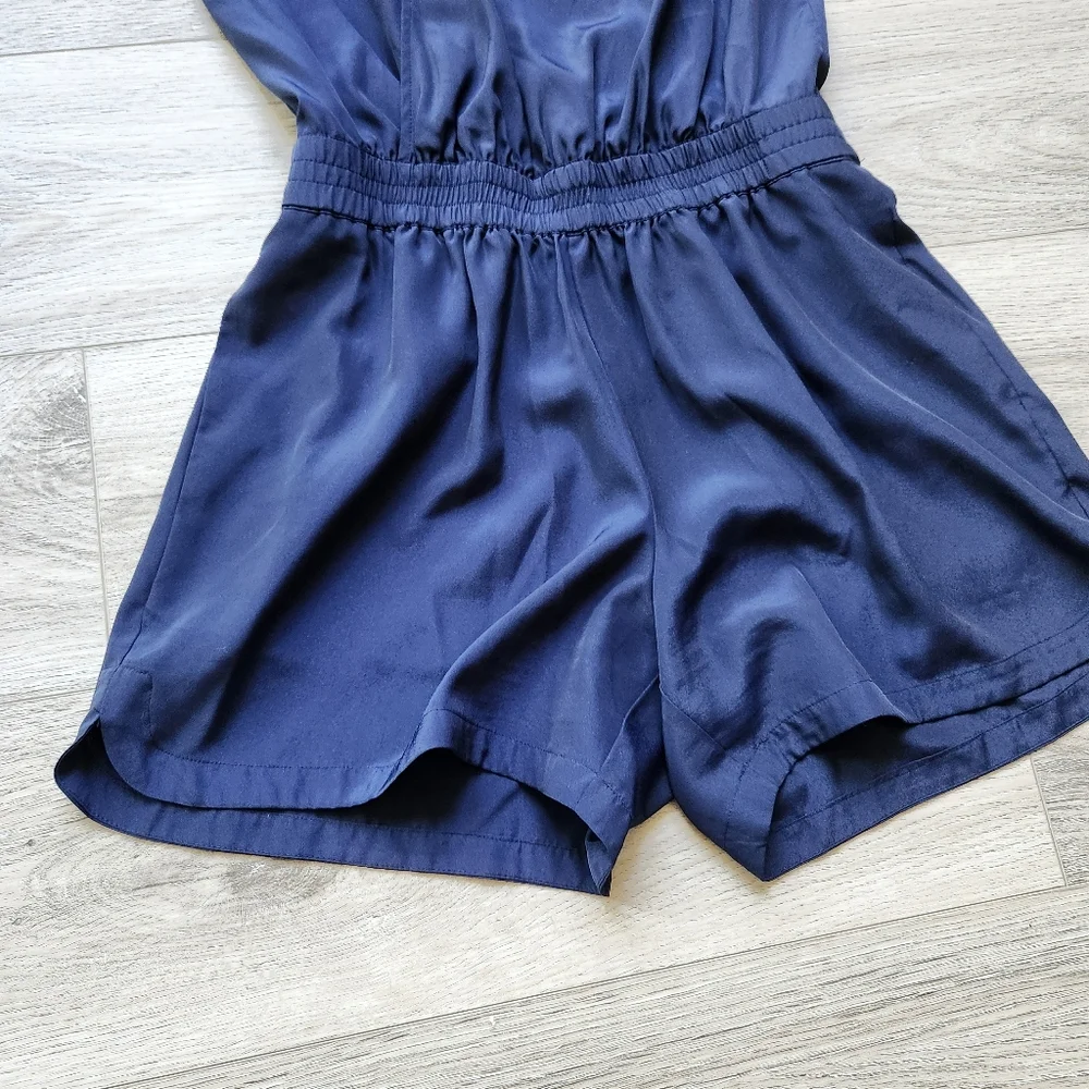 J. Crew Navy Blue Sleeveless Romper Womens 2 Shorts Summer Style C6592